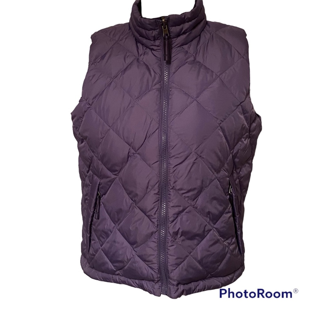 COLDWATER CREEK VEST JACKET REVERSIBLE PURPLE BLUE QUILTED DOWN ZIPPER SIZE S